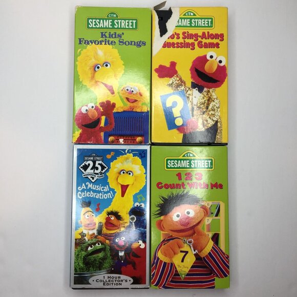 Vtg Set 4 VHS Tapes Sesame Street Favorite Songs Guessing Game 25 Years Count - Picture 1 of 11